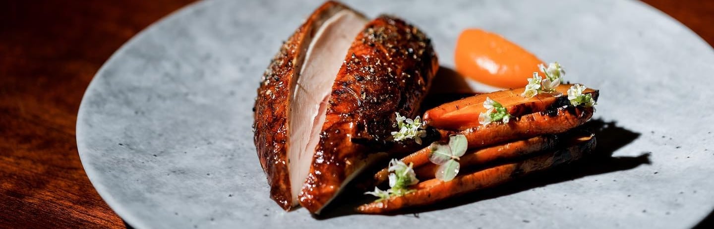 roasted chicken and carrots - garrison fine dining restaurant
