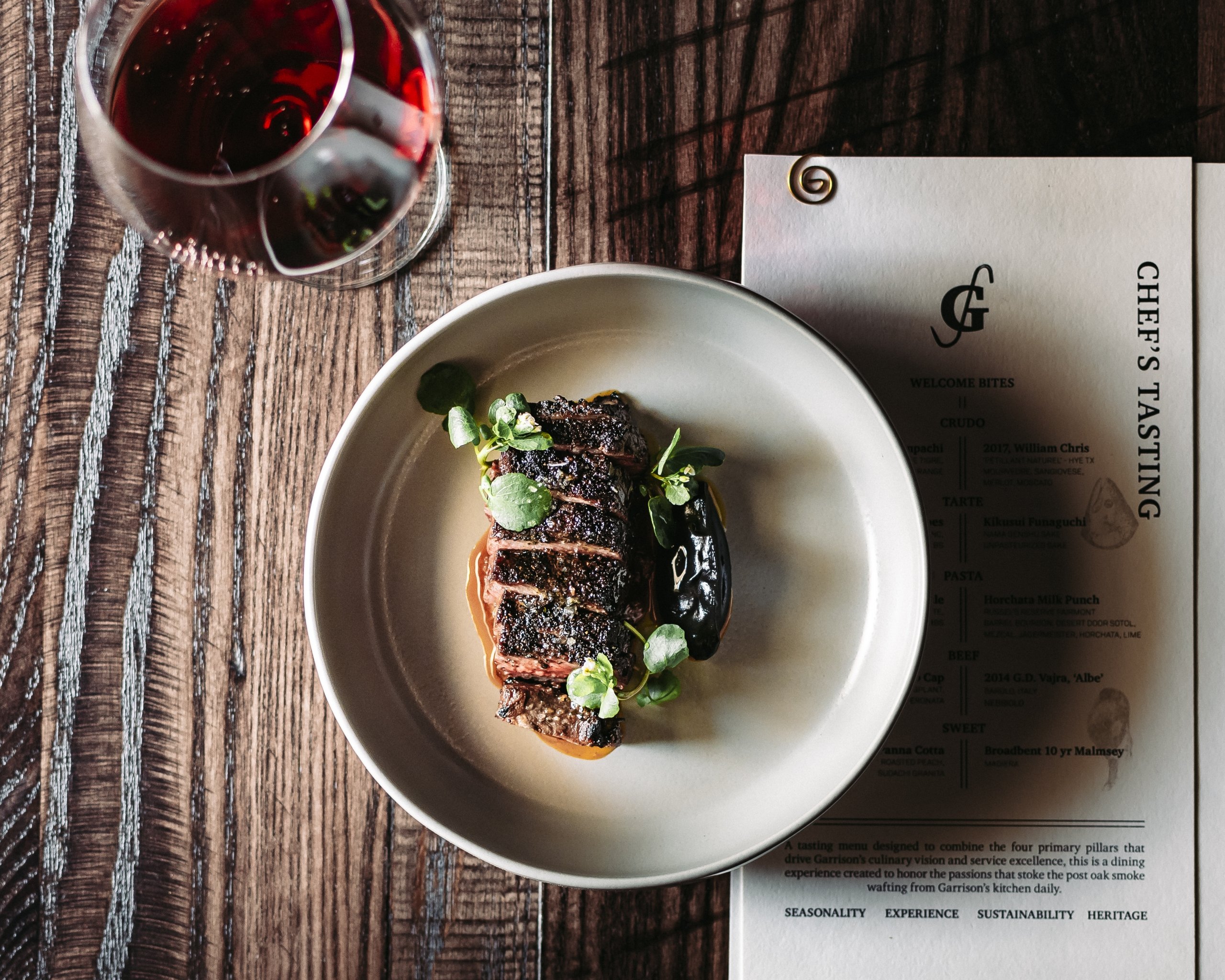 steak and wine in garrison