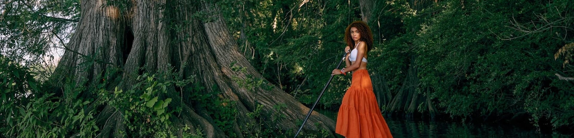 Woman on stand up paddle board