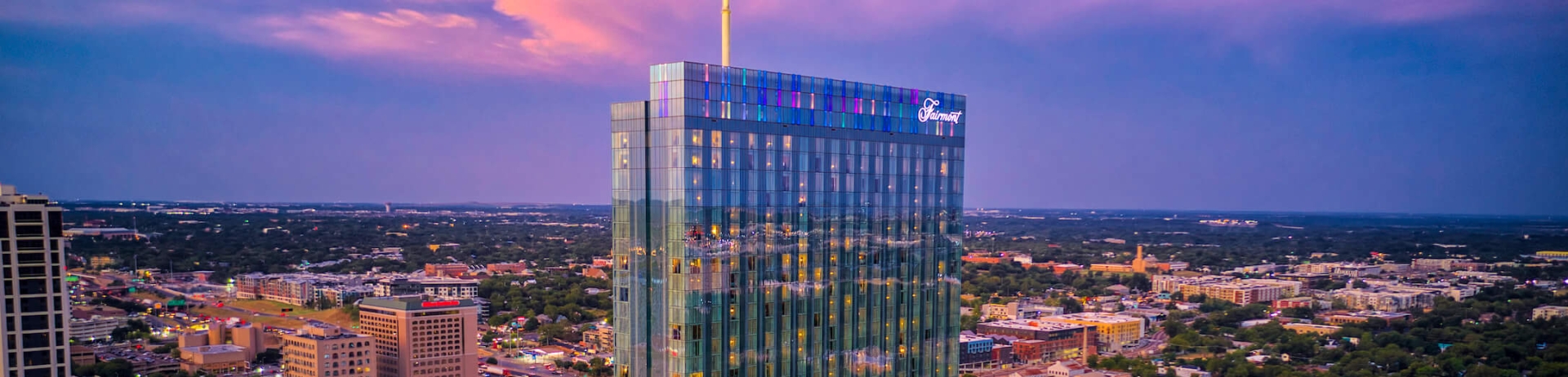 Drone shot of Fairmont Austin