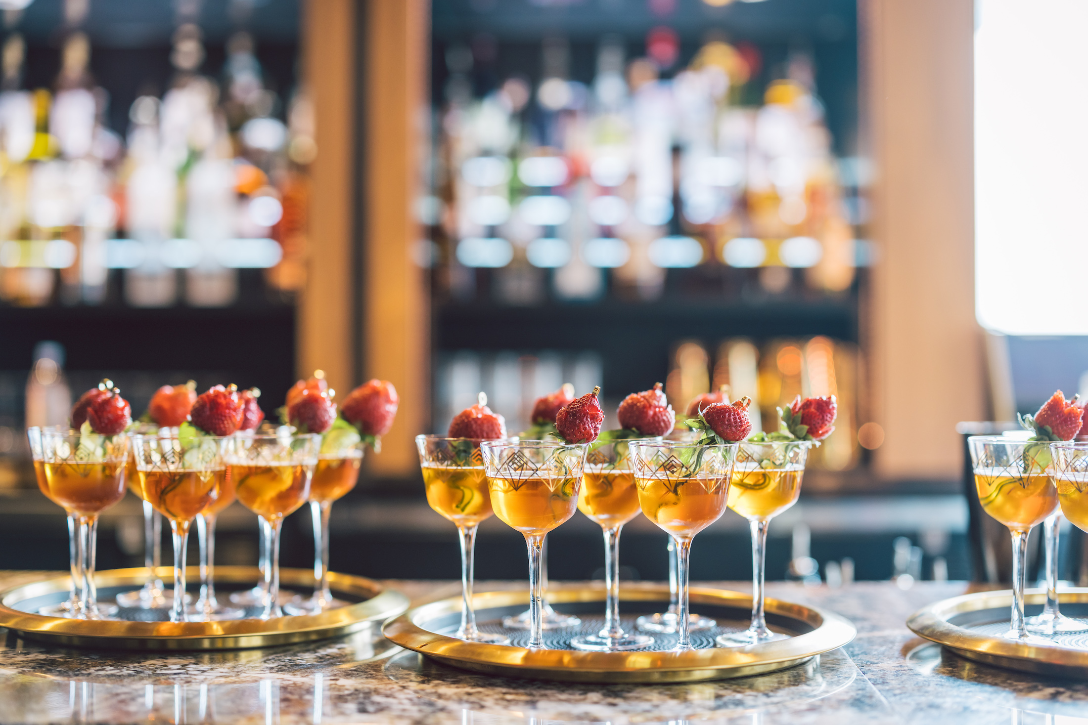 Champagne and caviar in glasses